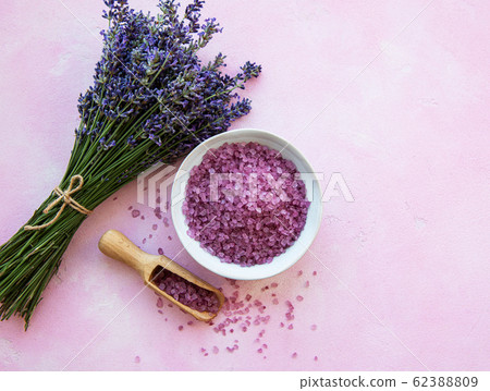 flat lay composition with lavender flowers and 62388809
