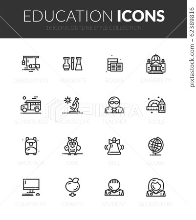 Outline black icons set Outline black icons set 62389816