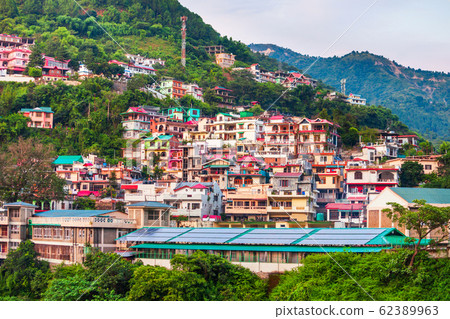 Mandi town aerial view in India Mandi town aerial view in India 62389963