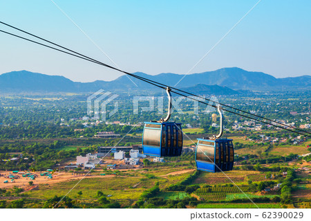 Cable car in Pushkar aerial panoramic view 62390029