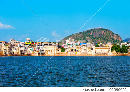 Ghats at Pushkar lake in India 62390031
