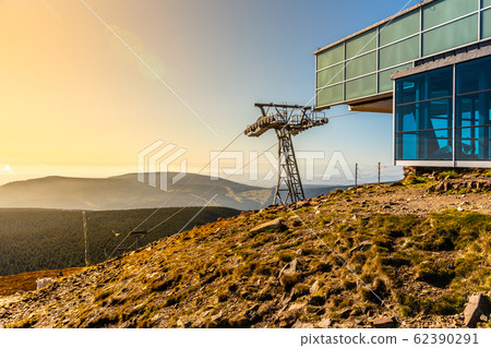 Cableway station on Snezka summit in Giant Mountains, Krkonose National Park, Czech Republic Cableway station on Snezka summit in Giant Mountains, Krkonose National Park, Czech Republic 62390291