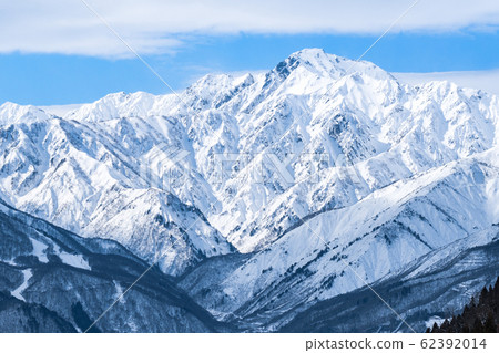 Winter Goryudake seen from Hakuba village and Aoni village 62392014