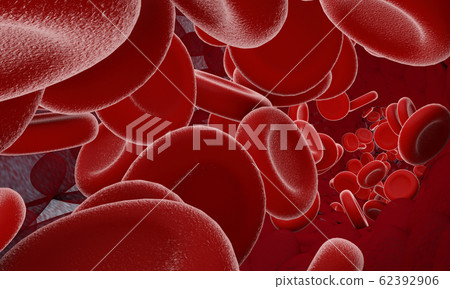 Red blood cells flowing through artery. 62392906