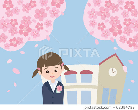 Cherry blossoms and nursery school and girl Cherry blossoms and nursery school and girl 62394782