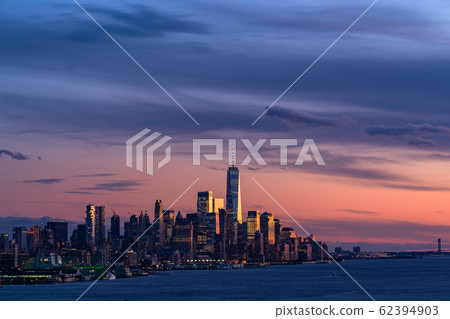 "New York" Manhattan night view and the World Trade Center "From Hamilton Park" 62394903