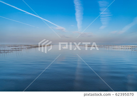 日落時有明海的紫菜栽培 62395070