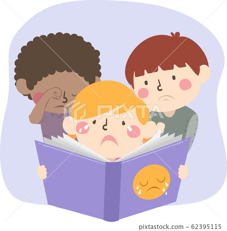Kids Read Sad Book Illustration - Stock Illustration [62395115] - PIXTA