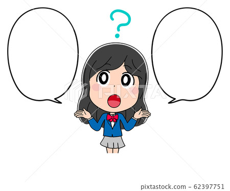 講話泡泡問題插圖素材女生可愛制服動漫 講話泡泡問題插圖素材女生可愛制服動漫 62397751