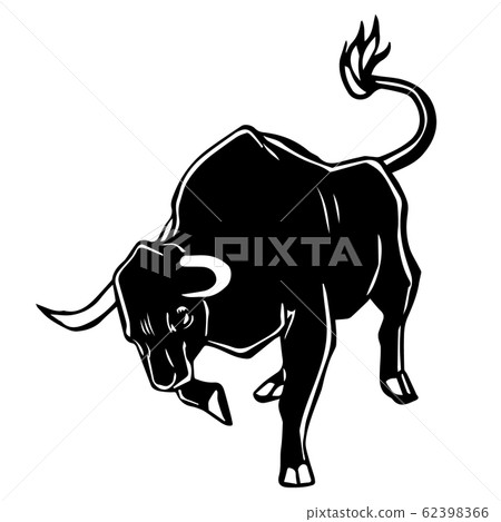 Illustration of a black bull bullfighting 62398366