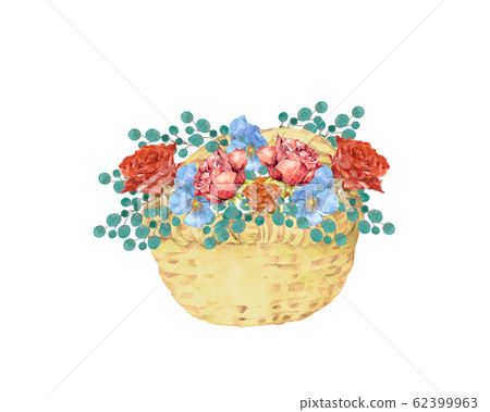 玫瑰和三色堇花籃 62399963