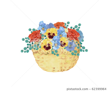 玫瑰和三色堇花籃 62399964