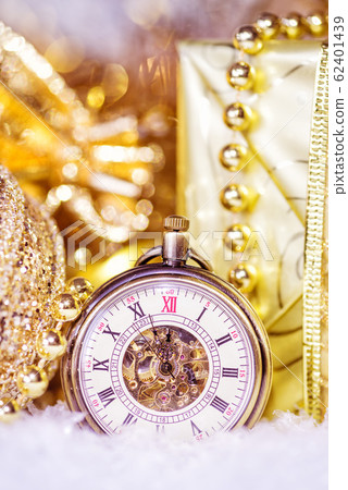 Christmas composition in golden tones 62401439