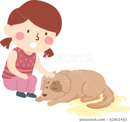 Kid Girl Pet Dog Dying Uncontrollable Bladder Stock Illustration 62401483 Pixta