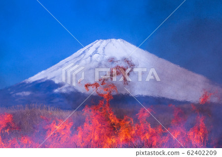 Fuji distorted by the burning fire from Higashifuji Exercise Area Fuji distorted by the burning fire from Higashifuji Exercise Area 62402209