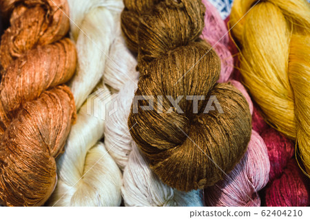 Colorful silk threads, raw material for the fashion clothing Colorful silk threads, raw material for the fashion clothing 62404210