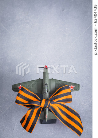 Traditional Saint George ribbon with aircraft 62404439
