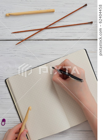 Background with knitting and crocheting tools and Background with knitting and crocheting tools and 62404458