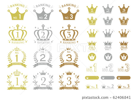 皇冠和月桂樹排名圖標集金銀青銅 62406841