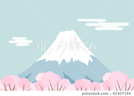 櫻花和富士山 插圖素材 圖庫