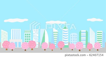 Cherry trees and skyscrapers cityscape Cherry trees and skyscrapers cityscape 62407154