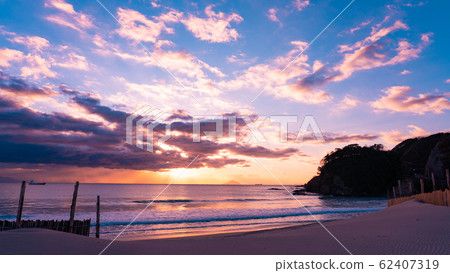 Morning glow and surfing in Izu Shirahama (in front of restel) 62407319