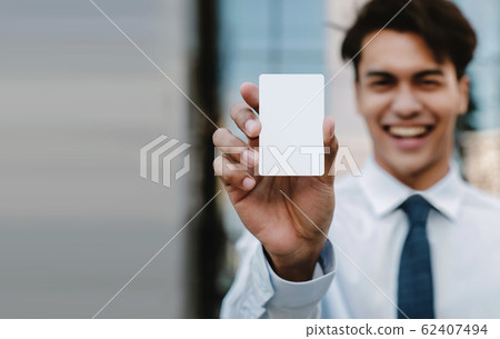 Business Card Mockup Image. Happy Young Business Card Mockup Image. Happy Young 62407494