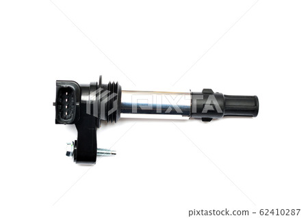 New ignition coil for gasoline engine isolated on white background. New ignition coil for gasoline engine isolated on white background. 62410287