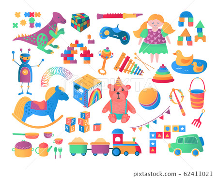 Kids and children toys icon collection cartoon vector illustration. 62411021