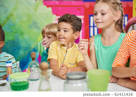 Kids Birthday party with chemistry show. Kids Birthday party with chemistry show. 62411438