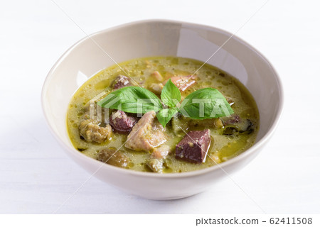 Thai green curry chicken in a bowl, Thai food 62411508