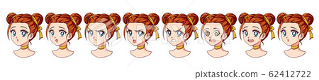 A set of cute anime girl with different A set of cute anime girl with different 62412722