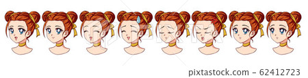 A set of cute anime girl with different A set of cute anime girl with different 62412723