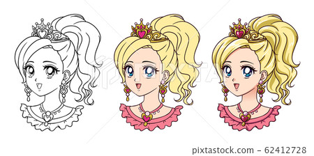Cute anime princess portrait. Three versions 62412728