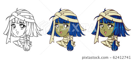 Cute Anime Mummy Girl Portrait Three Versions Stock Illustration 62412741 Pixta