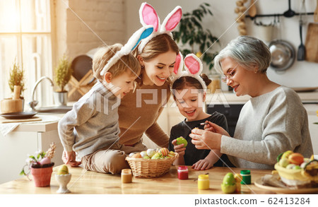 Happy easter! family mother, grandmother and Happy easter! family mother, grandmother and 62413284