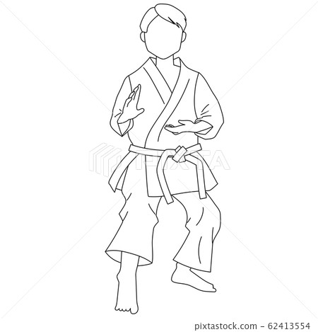 一個人在做空手道（形狀）（線條畫）的插圖 62413554