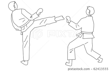 做空手道(kumite)的兩名男子的插圖(線條圖) 做空手道(kumite)的兩名男子的插圖(線條圖) 62413555