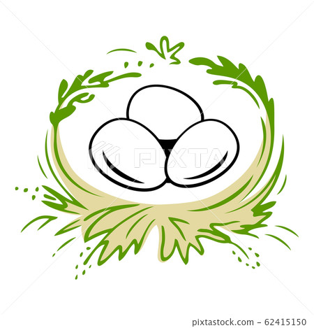 Easter Eggs In The Nest Logo. Happy Easter Eggs. Easter Eggs In The Nest Logo. Happy Easter Eggs. 62415150