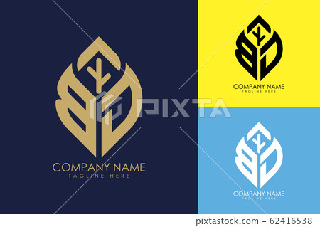 Initial letter B D with abstract leaf logo sign symbol 62416538