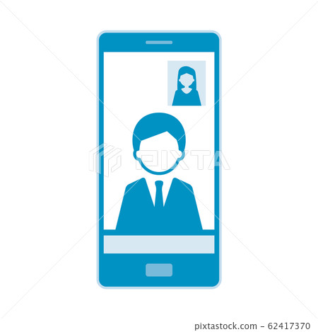 Web會議智能手機圖獨自藍色 Web會議智能手機圖獨自藍色 62417370