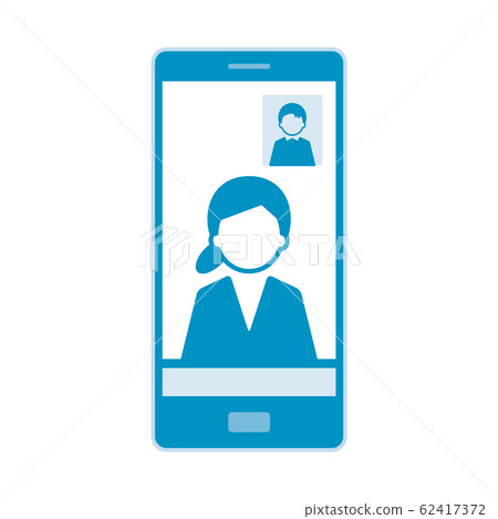 Web會議智能手機圖獨自藍色 62417372