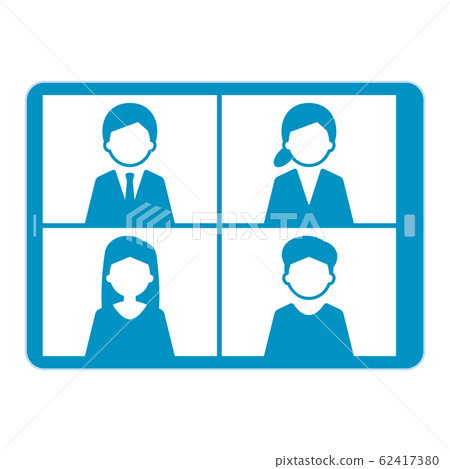 網絡會議平板電腦圖單個藍色 網絡會議平板電腦圖單個藍色 62417380