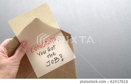 Congrats you got the job message in an envelope. Congrats you got the job message in an envelope. 62417618