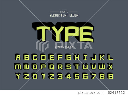 Shadow cartoon font and alphabet vector, Square typeface letter and number design, Graphic text on background Shadow cartoon font and alphabet vector, Square typeface letter and number design, Graphic text on background 62418512