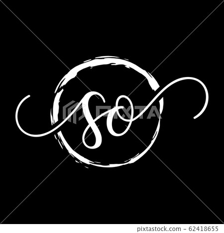 S and O Initial handwriting logo design with a brush circle 62418655