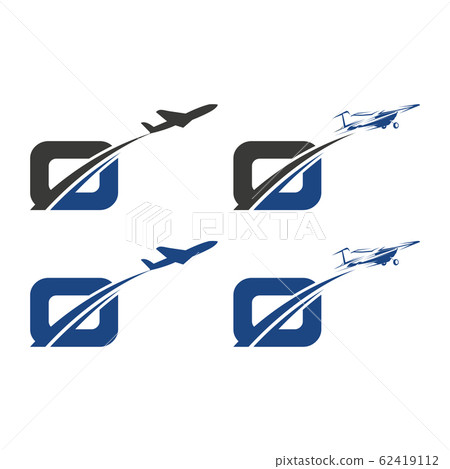 Initial Letter O with Aviation sign symbol Logo Design template 62419112