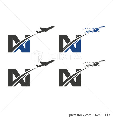 Initial Letter N with Aviation sign symbol Logo Design template 62419113