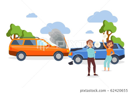 Car Crash Accident Vector Illustration With Stock Illustration 62420655 Pixta