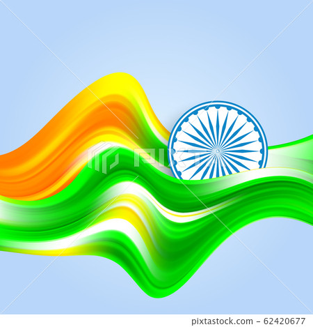 Indian flag color creative wave background with... - Stock Illustration  [62420677] - PIXTA